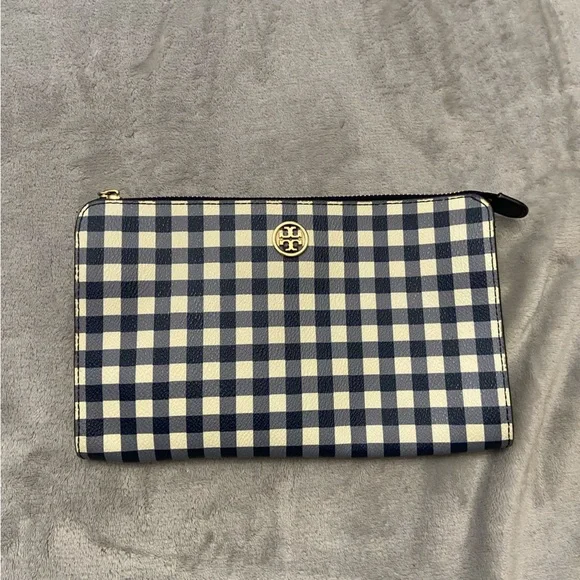 Tory Burch Robinson Navy Gingham Chain Strap Crossbody Clutch Bag 4936 - Picture 11 of 12
